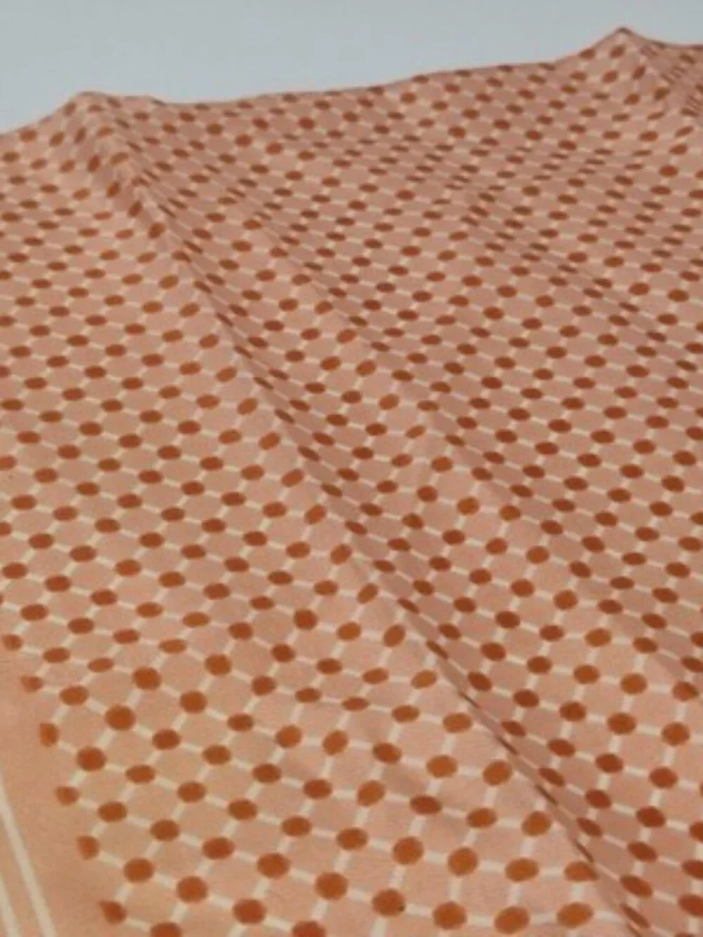 ​Vintage Glentex Scarf RN3988 100% Acetate Peach Polka Dot/Stripes Made In Japan